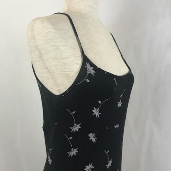EUC Black with Floral Print Slip Midi Dress Size 6 - Picture 7 of 10